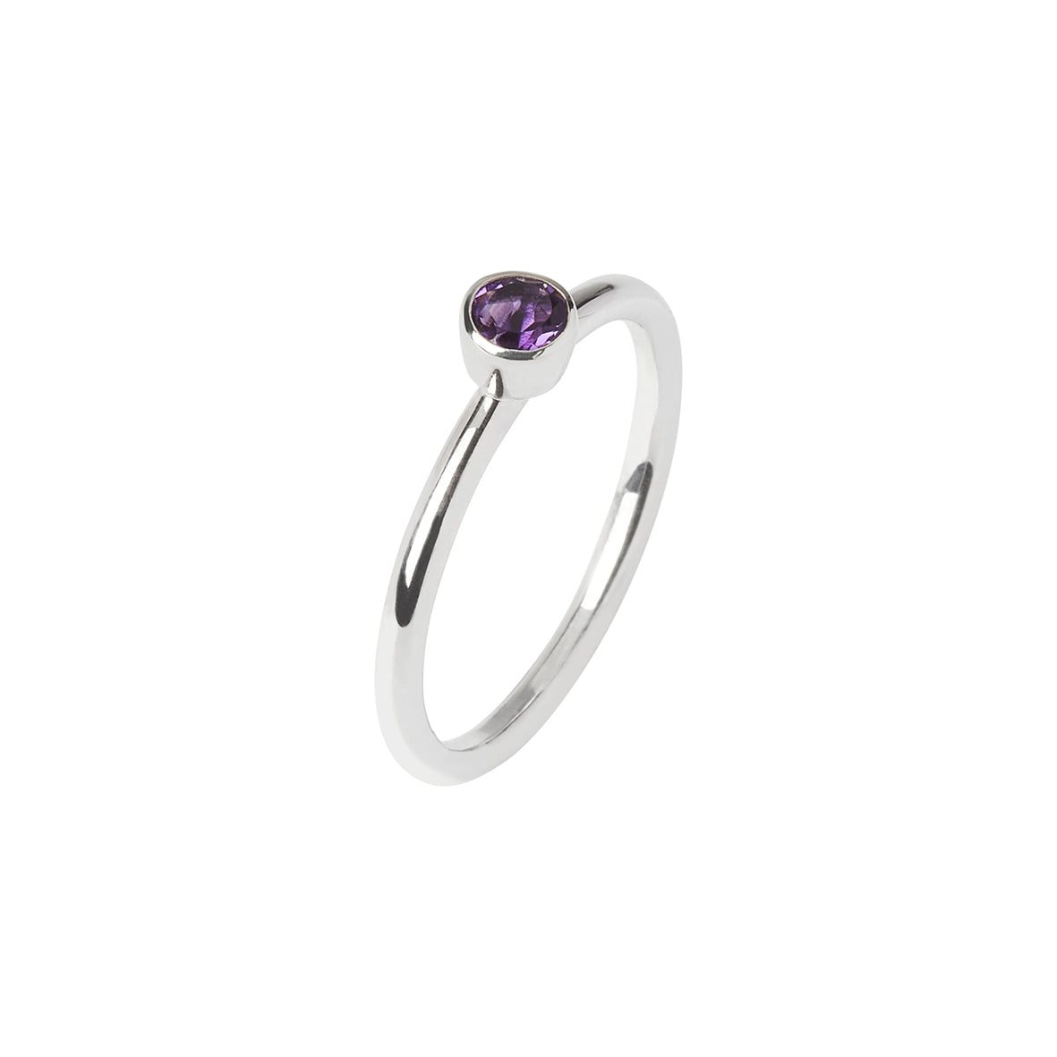 Amethyst and Silver Stacking Ring