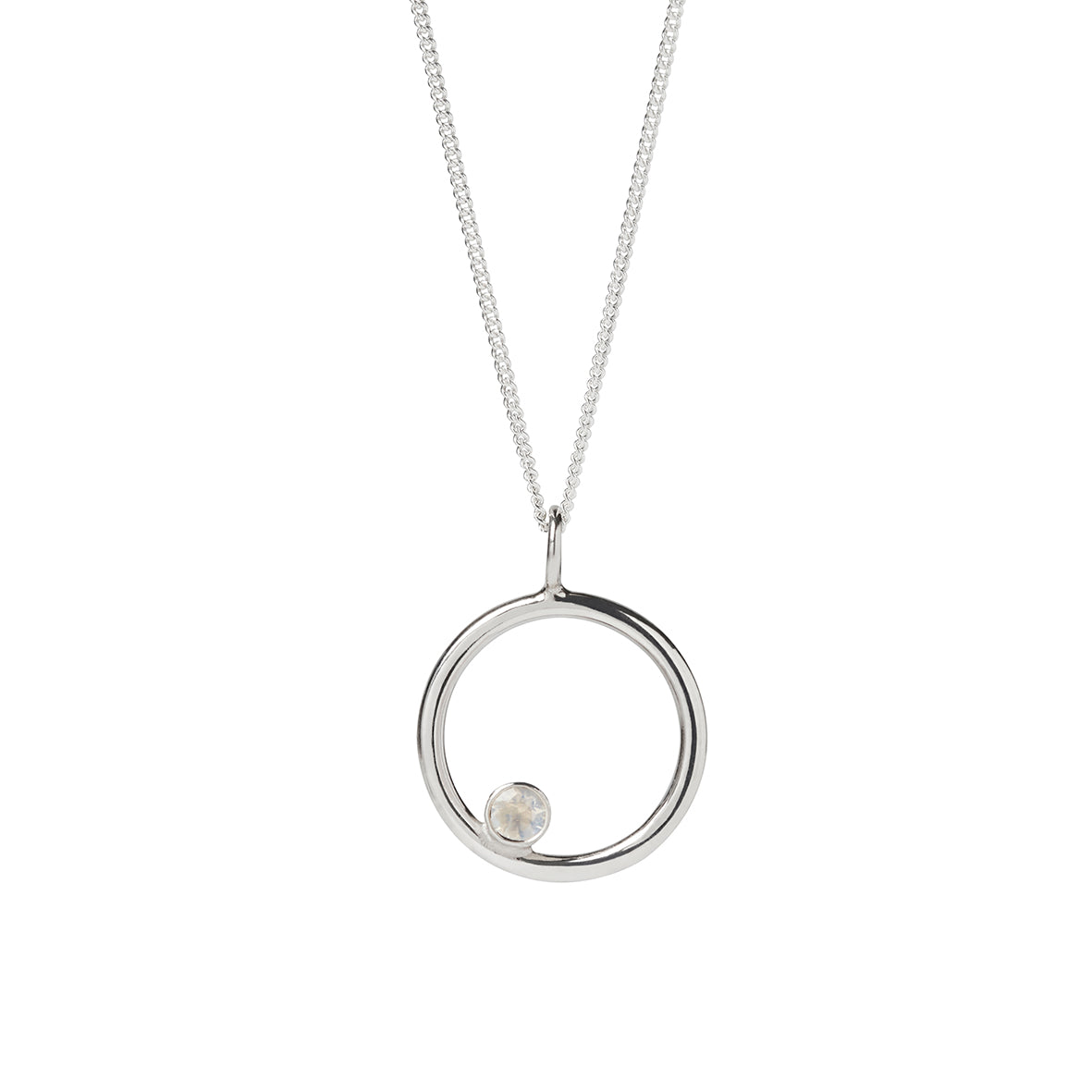 Moonstone and Silver Circle Pendant