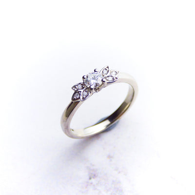 Diamond Leaf Ring in Platinum