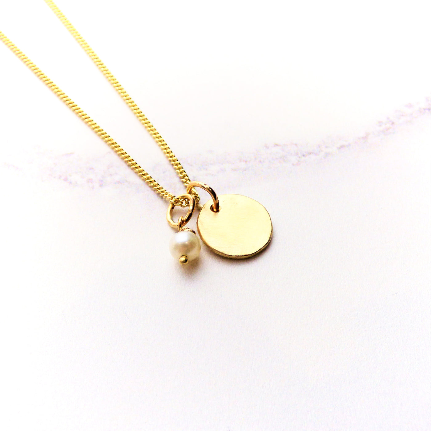 Initial Disk Yellow Gold Pendant