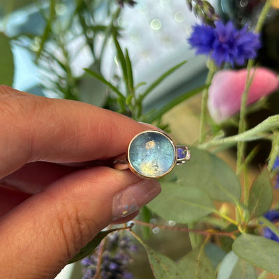 Aquamarine Ring in Silver with Gold Setting