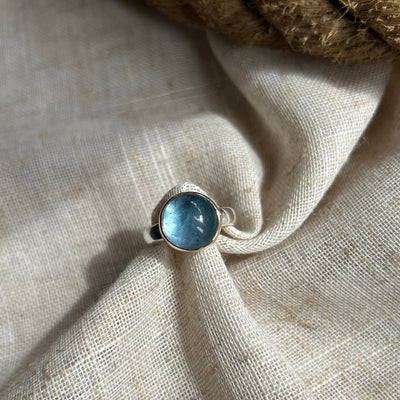 Aquamarine Ring in Silver with Gold Setting