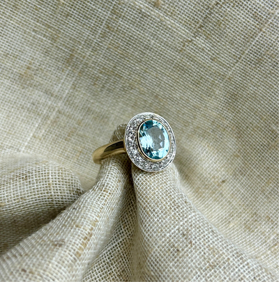 Blue Topaz and Diamond Cluster Ring