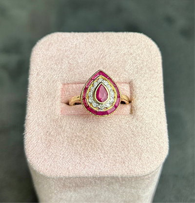 Ruby and Diamond Pear Shaped Ring
