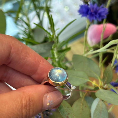 Aquamarine Ring in Silver with Gold Setting