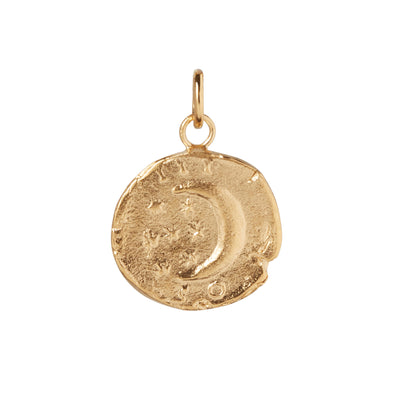 9ct Gold Dark Skies Crescent Moon Coin Pendant