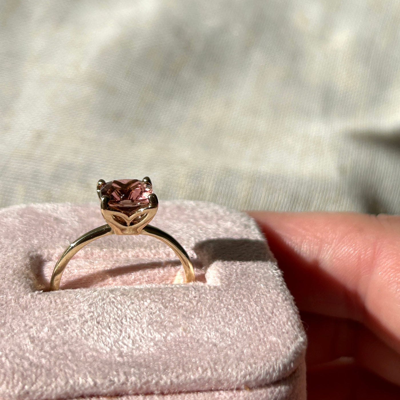 Pink Tourmaline and Yellow Gold Ring