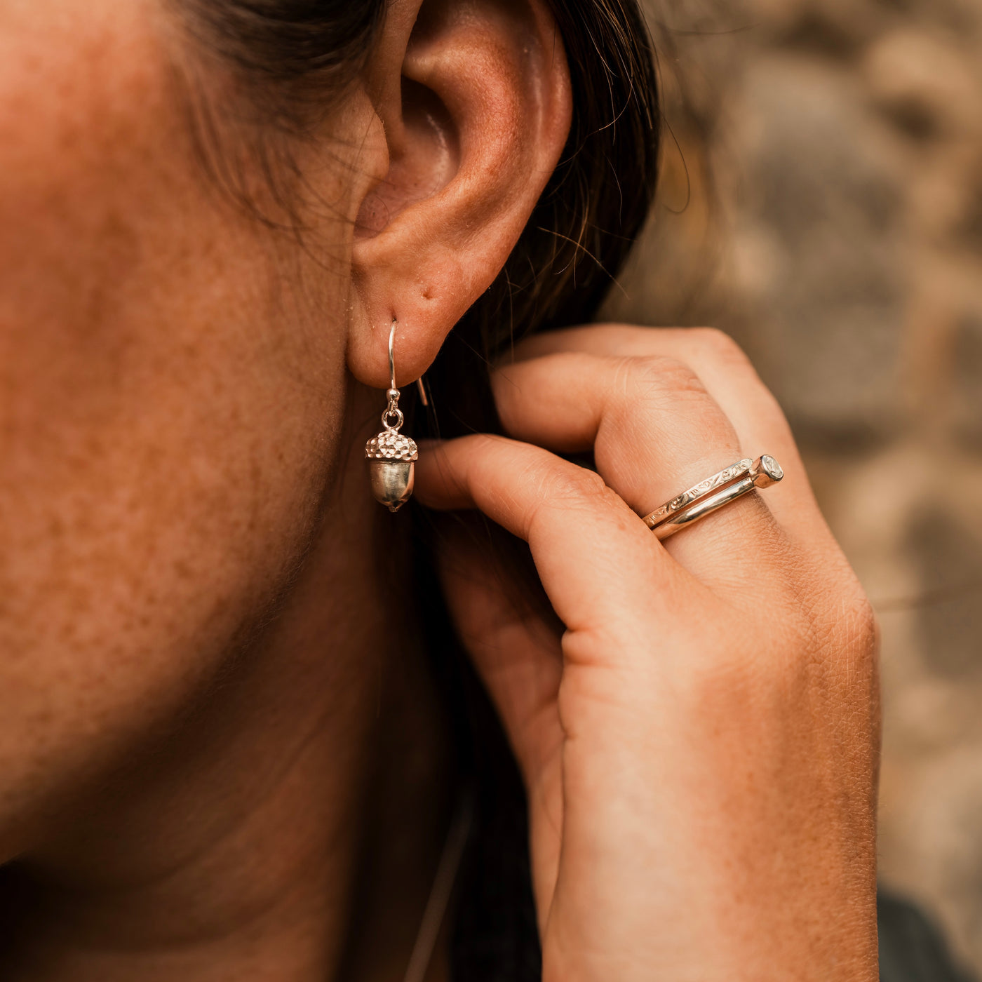 Silver Acorn Drop Earrings - Hadrian's Wall Path Symbol