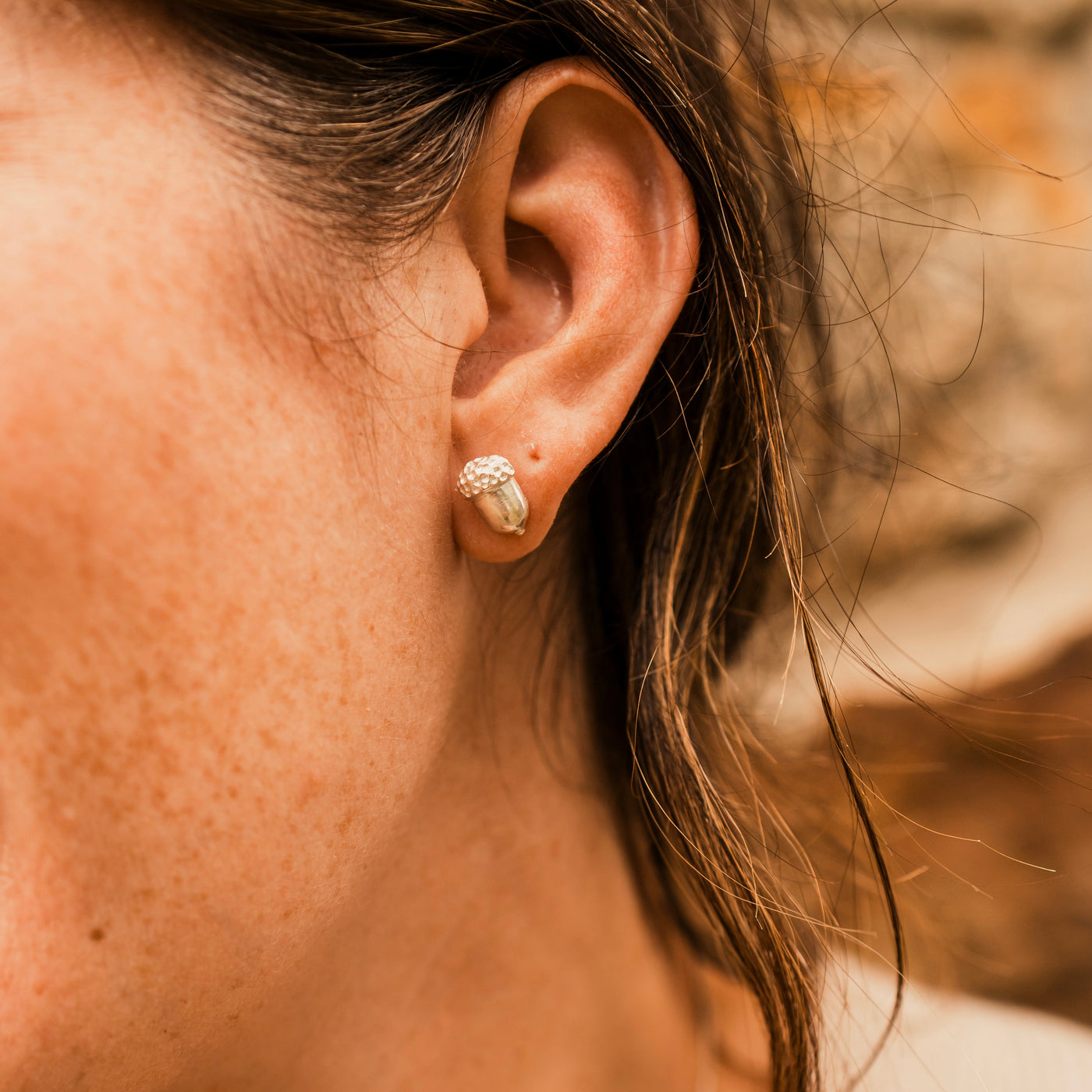 Gold Plated Acorn Stud Earrings - Hadrian's Wall Path Symbol