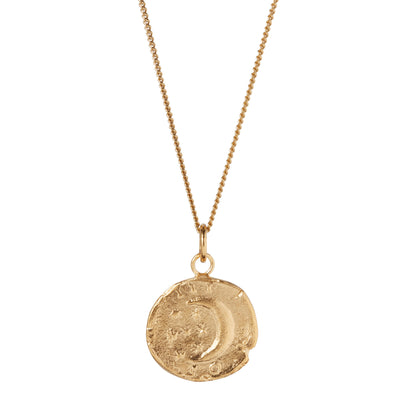 9ct Gold Dark Skies Crescent Moon Coin Pendant