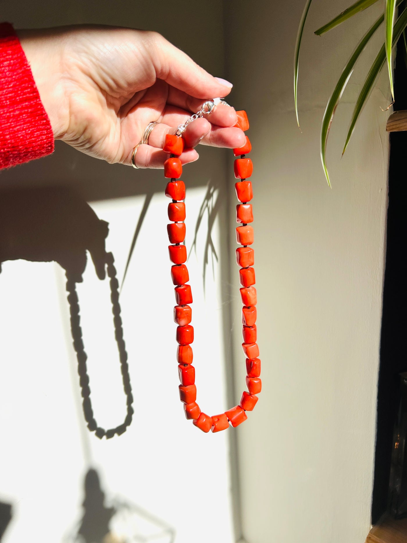 Orange Sea Bamboo Necklace