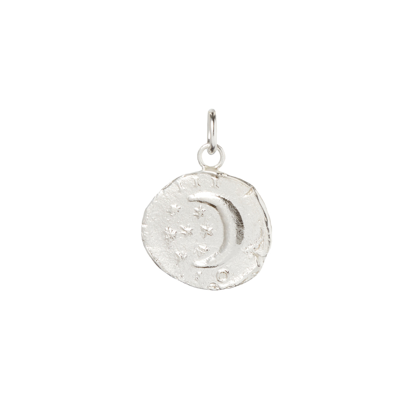 Silver Dark Skies Crescent Moon Coin Pendant