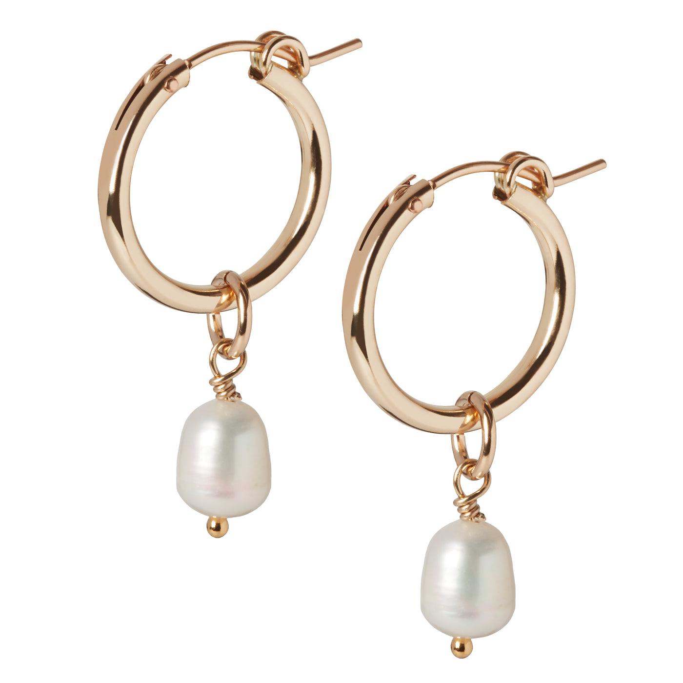 Gold Creole Hoops with Pearl