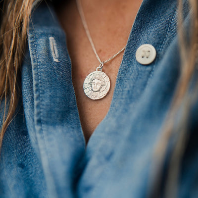 Silver Sun God Coin Pendant