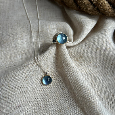 Aquamarine Ring in Silver with Gold Setting