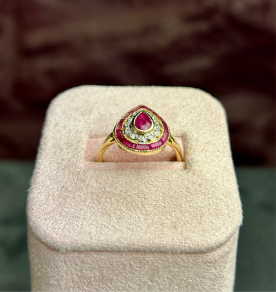 Ruby and Diamond Pear Shaped Ring