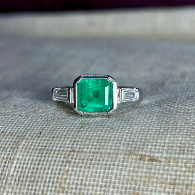 Brazilian Emerald and Diamond Ring