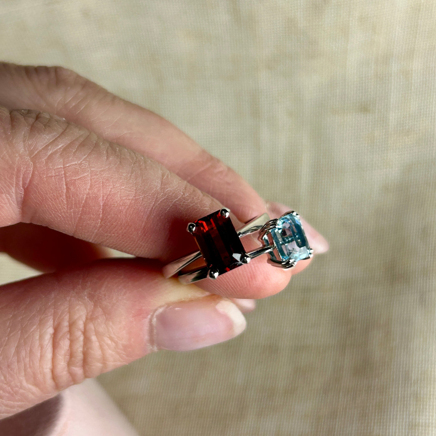 Garnet and White Gold Ring