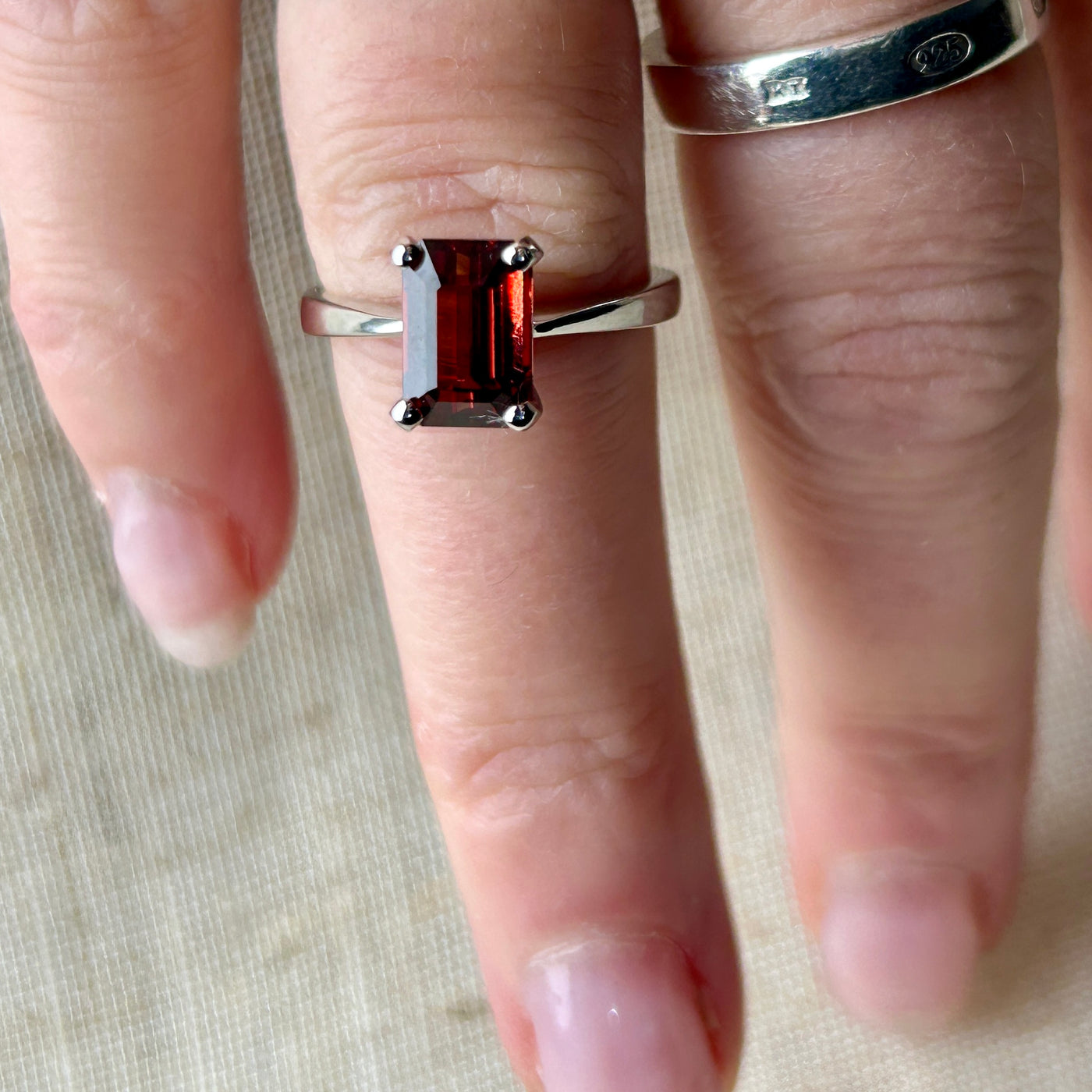 Garnet and White Gold Ring