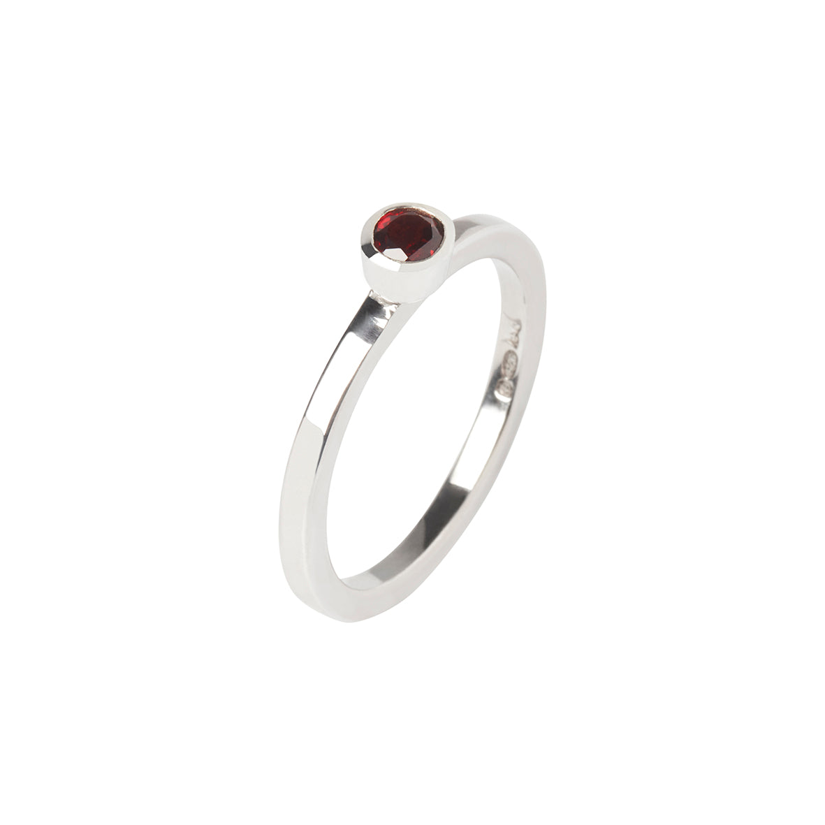 Garnet and Silver Stacking Ring