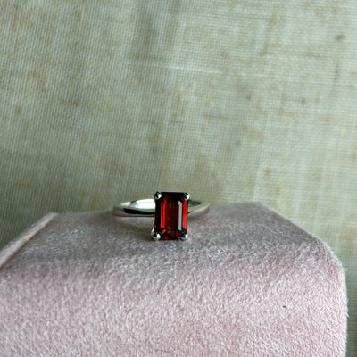 Garnet and White Gold Ring