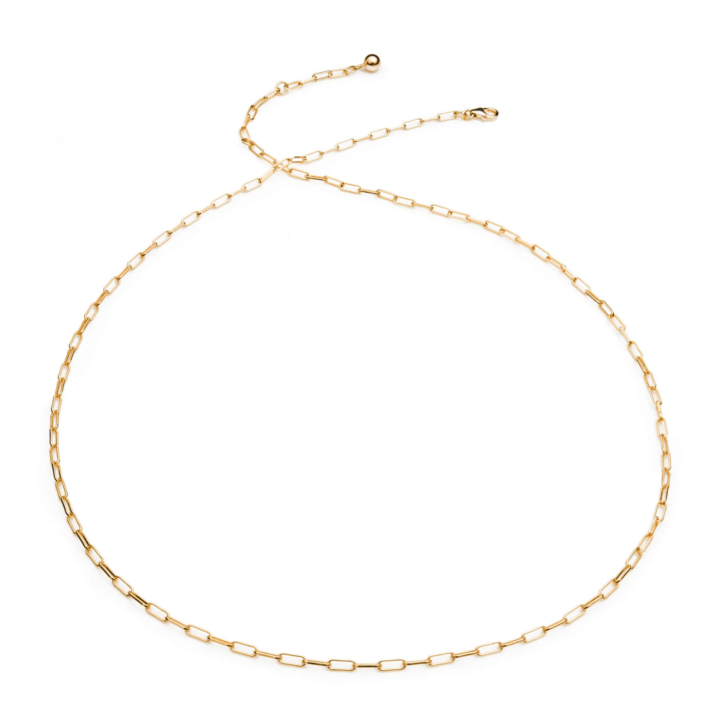 Gold Pebble Charm with Paperclip Chain