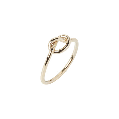 Yellow gold wire knot ring on white background, handcrafted in Corbridge Northumberland by Kirsty Taylor Goldsmiths  gold proposal promise ring