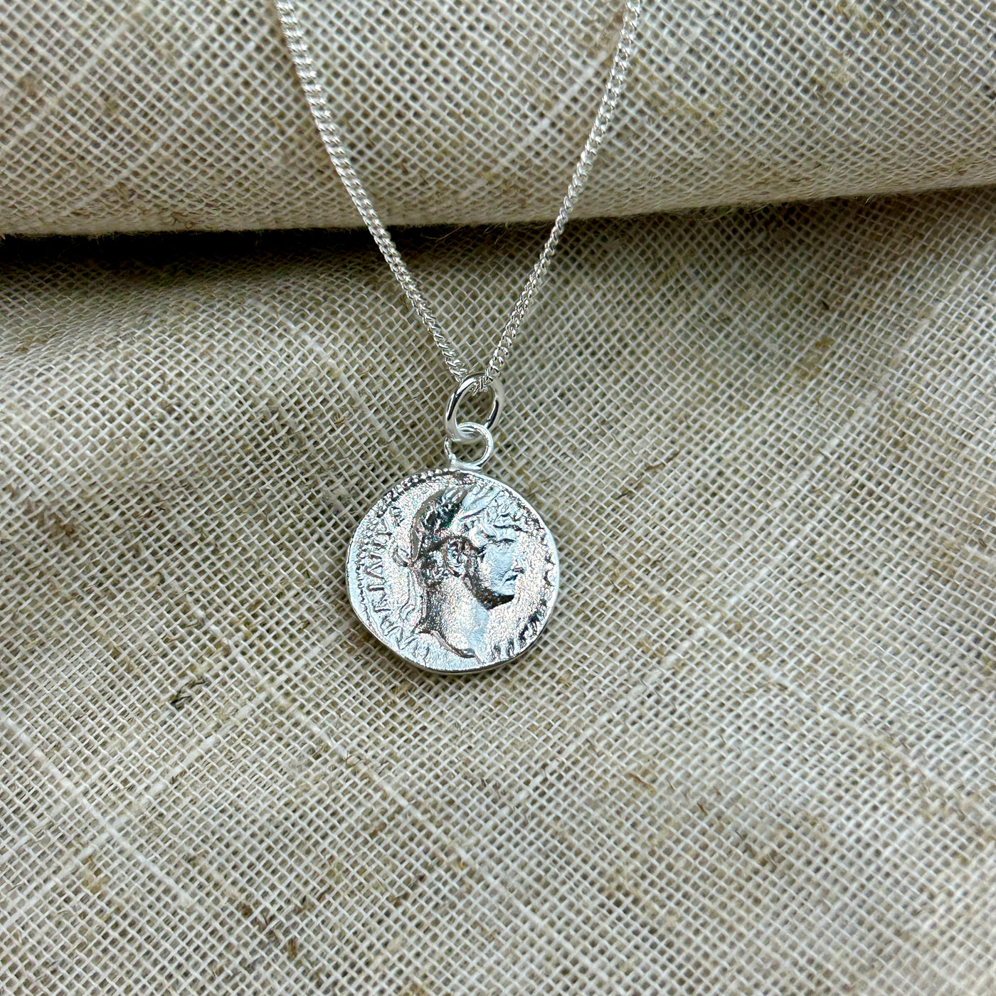 Silver Hadrian Roman Coin Pendant