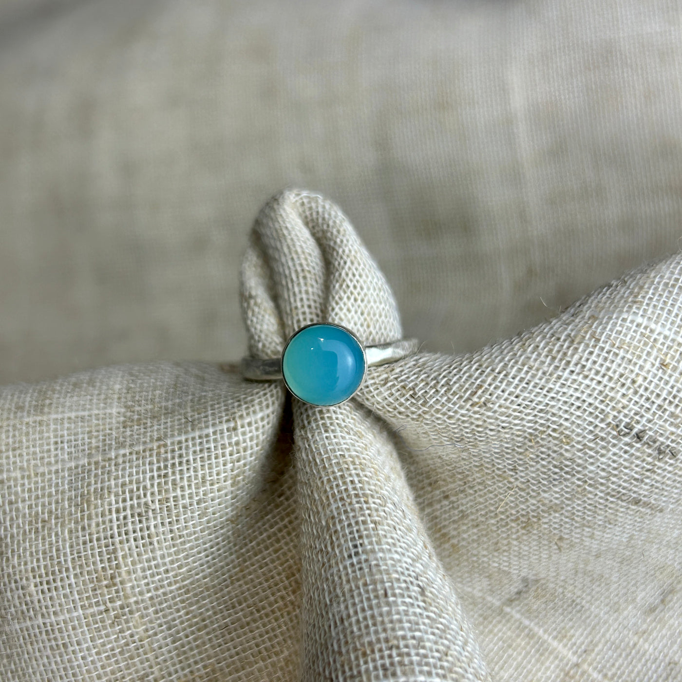 Chalcedony and Silver Ring - Size L
