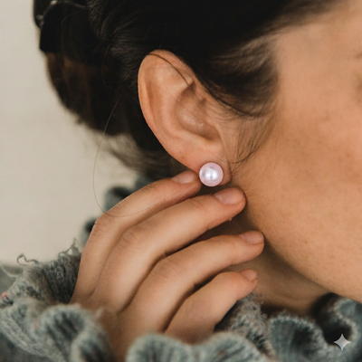 Large Pink Pearl Stud Earrings