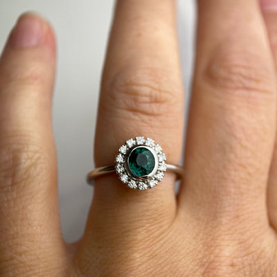 Tourmaline and Diamond Cluster Fairtrade Engagement Ring