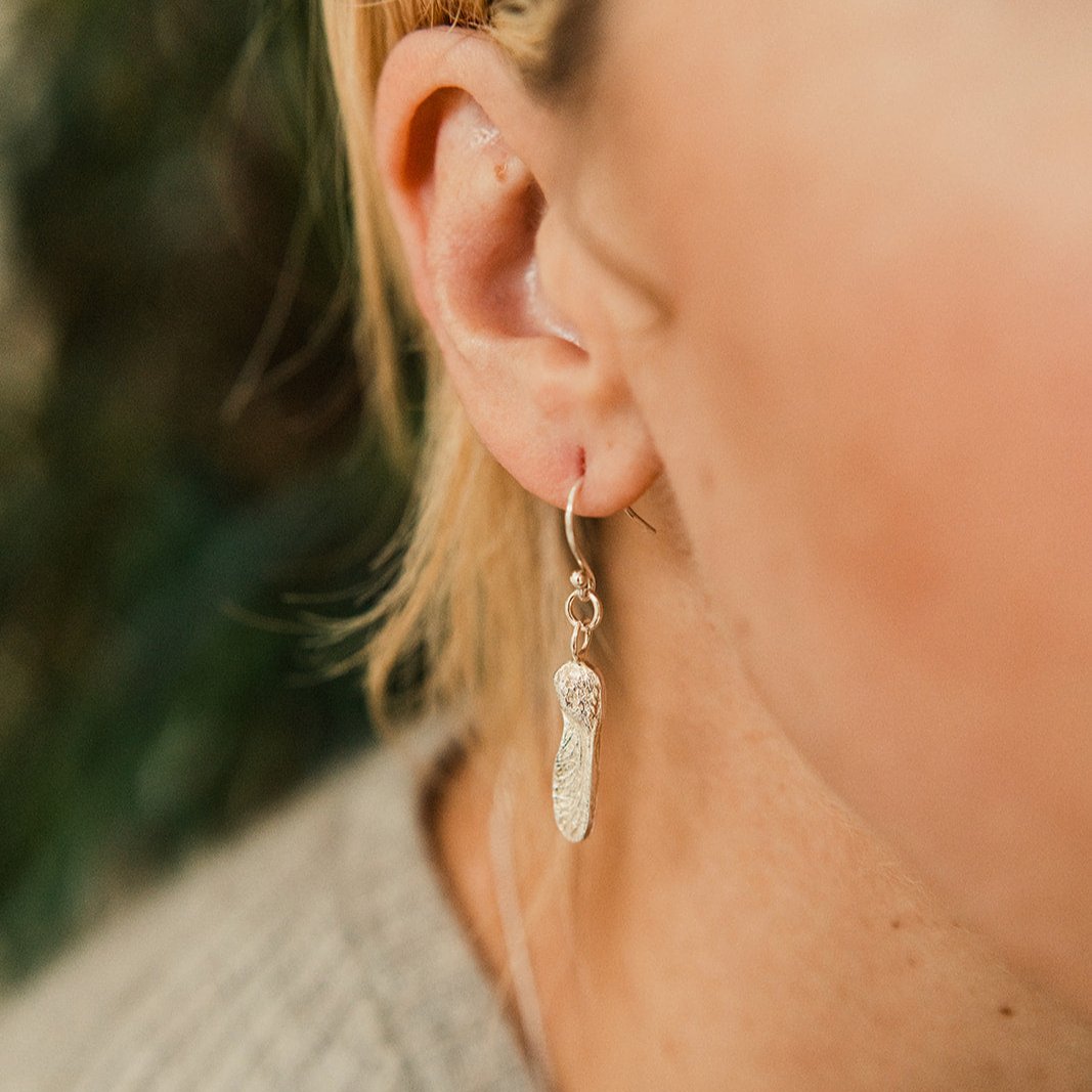 Sterling silver sycamore seed earrings, double good sycamore earrings, mini seed earrings, botanical drop earrings