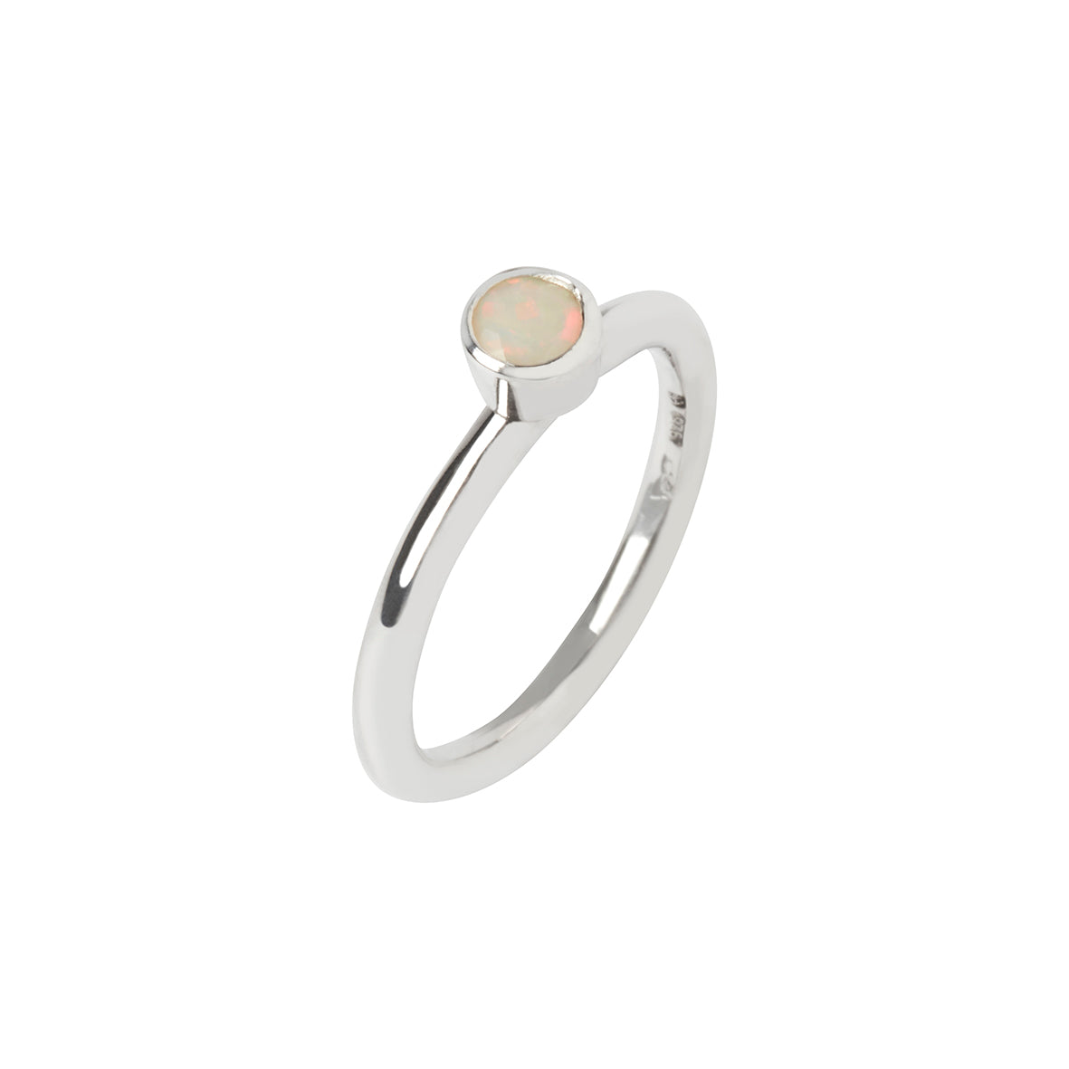 Opal and Silver Stacking Ring