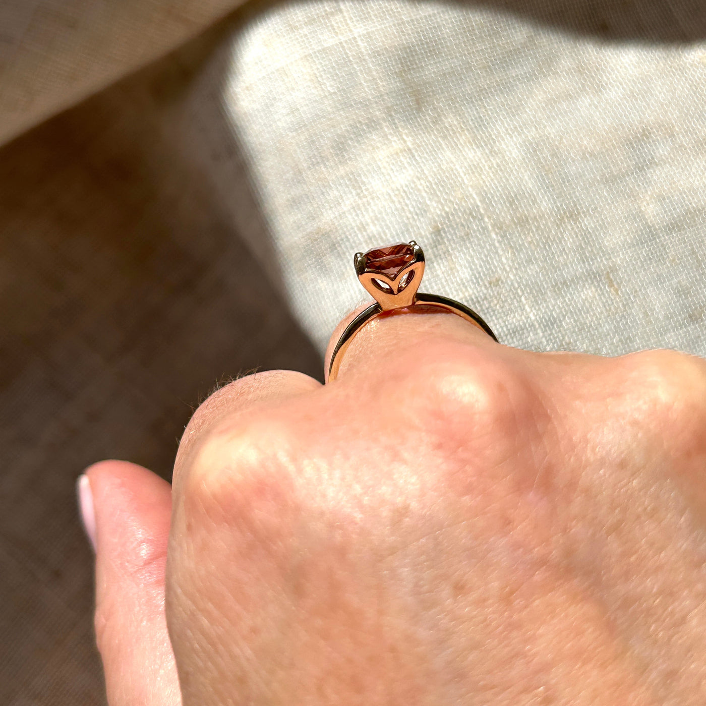Pink Tourmaline and Yellow Gold Ring