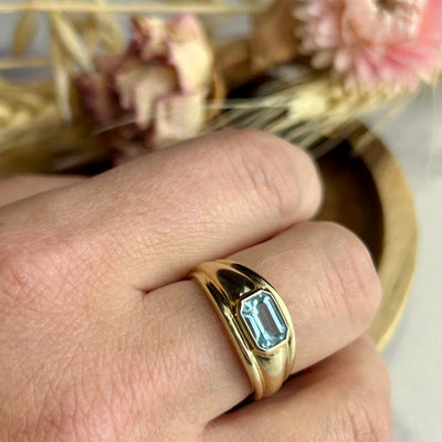 Pre-Loved Aquamarine and Yellow Gold Ring