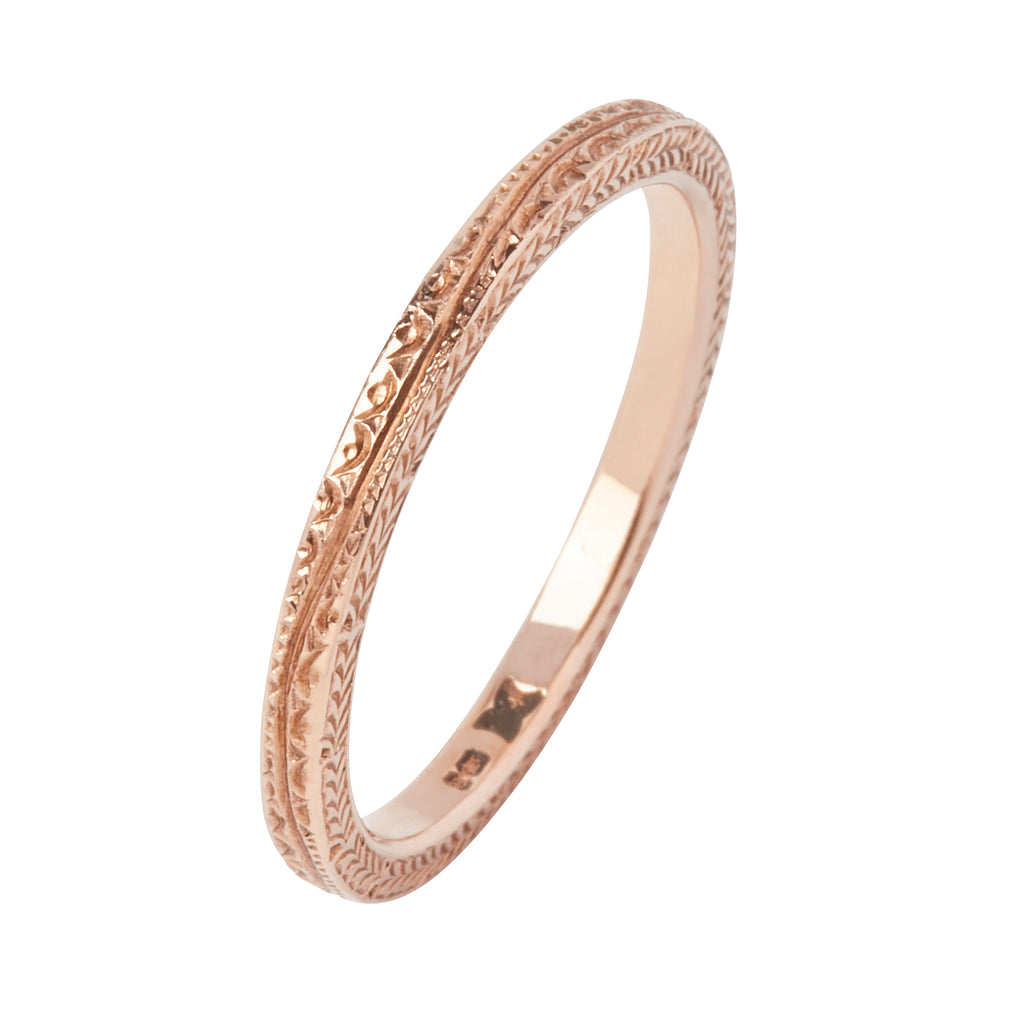 9ct Rose Gold Engraved Stacking Ring