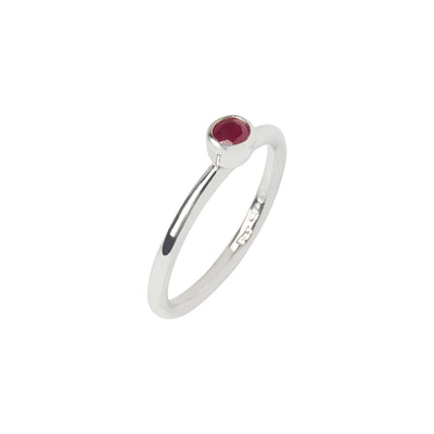 Ruby and Silver Stacking Ring