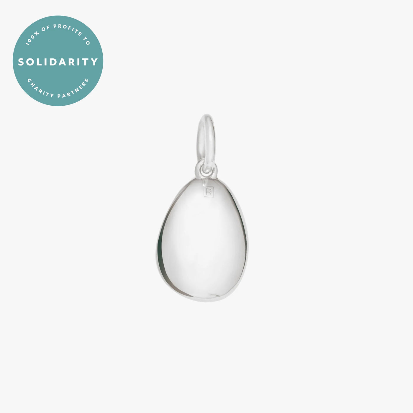 Silver Pebble Charm with Paperclip Chain