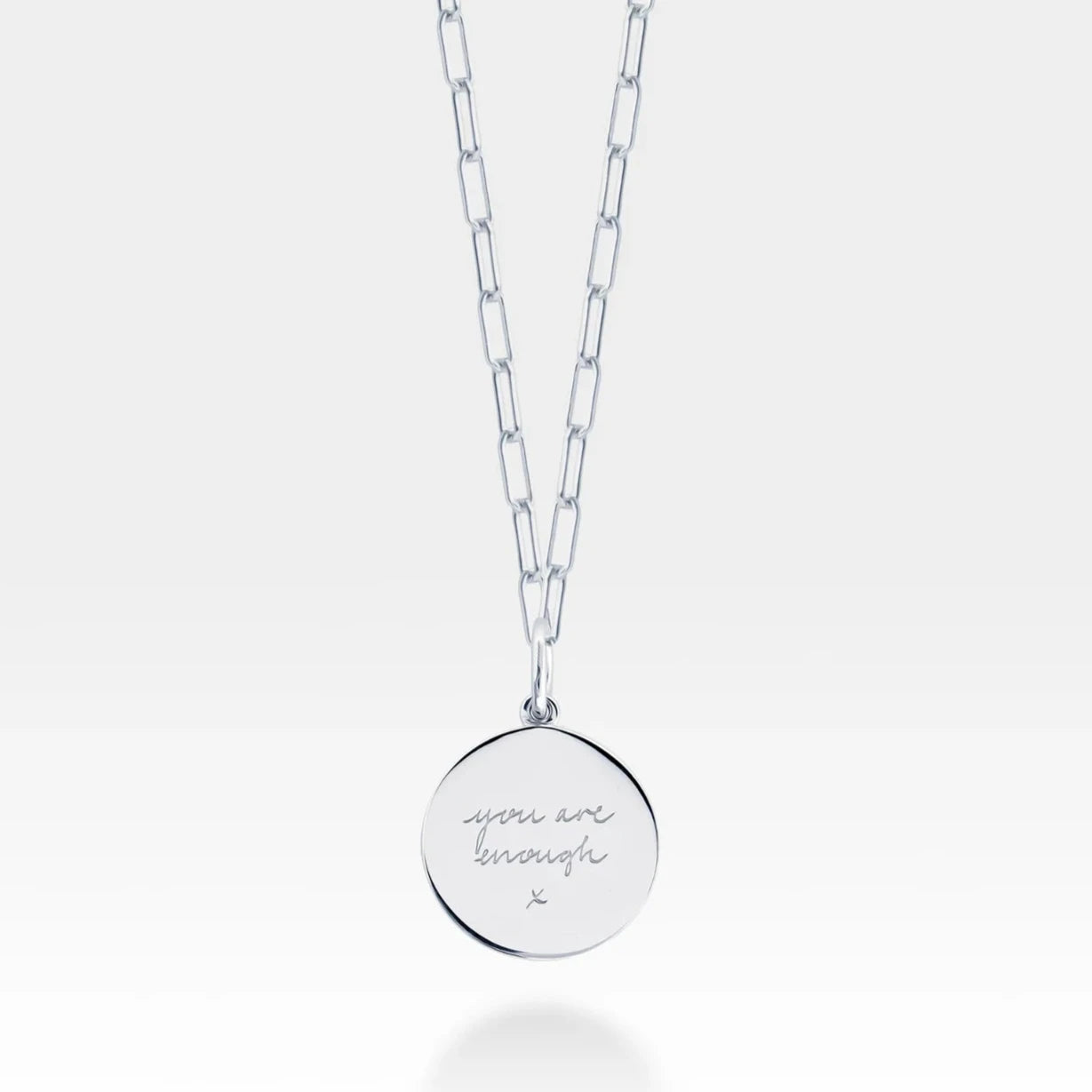 Silver 'You are Enough' Charm with Paperclip Chain