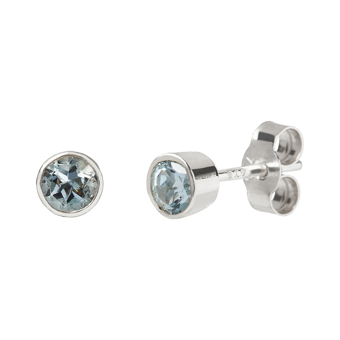Aquamarine and Silver Stud Earrings
