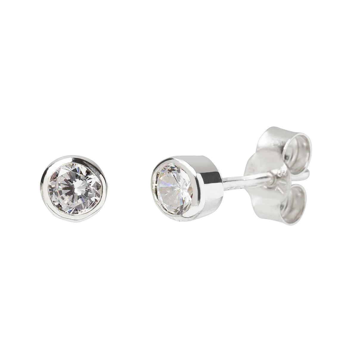 Cubic Zirconia and Silver Stud Earrings