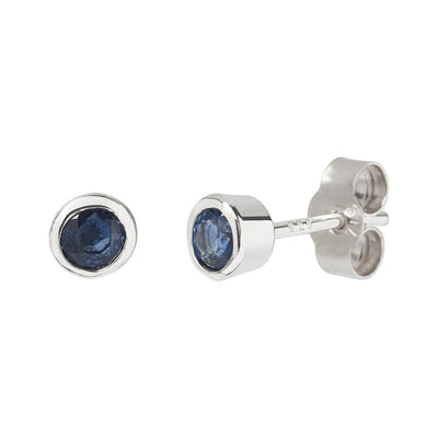 Sapphire and Silver Stud Earrings