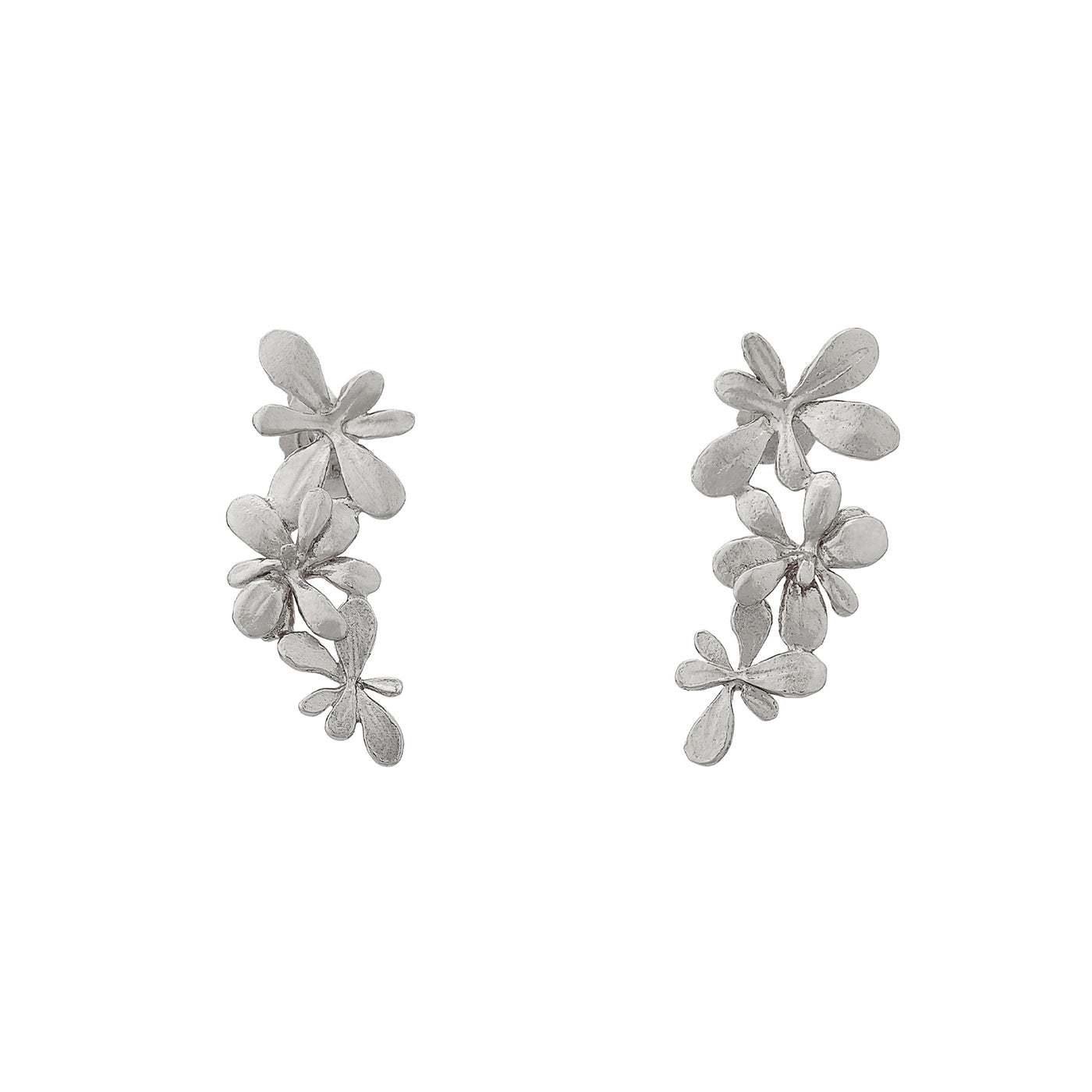 Alex Monroe Silver Rosette Flower Drop Earrings