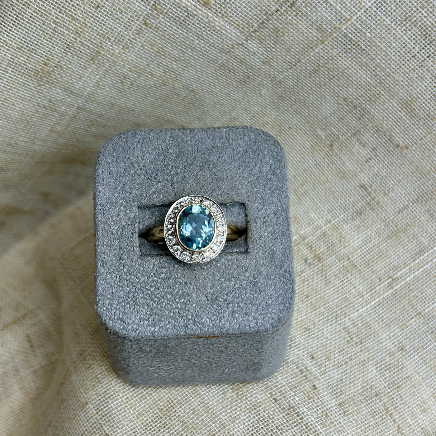 Blue Topaz and Diamond Cluster Ring