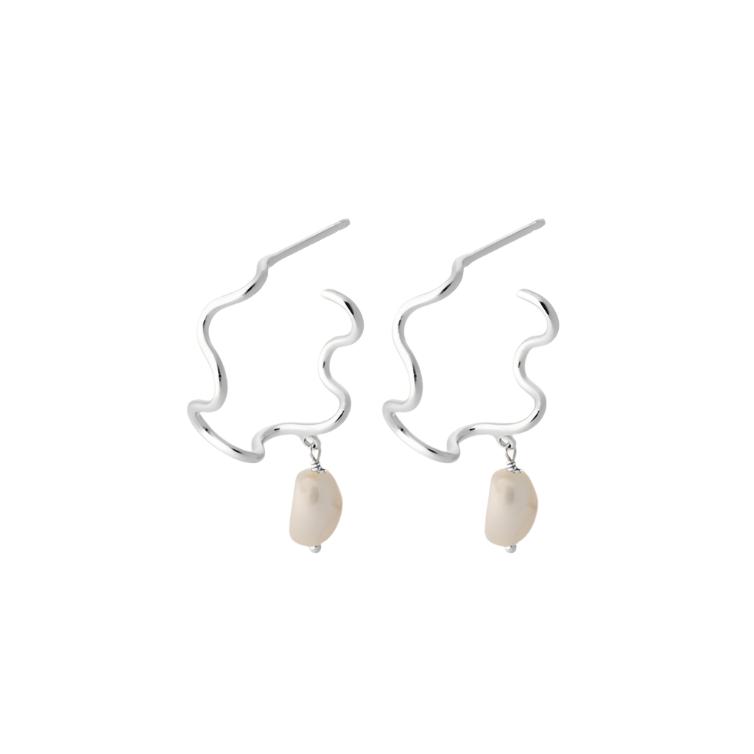 Pernille Corydon Silver Bay Wiggle Hoops with Pearl