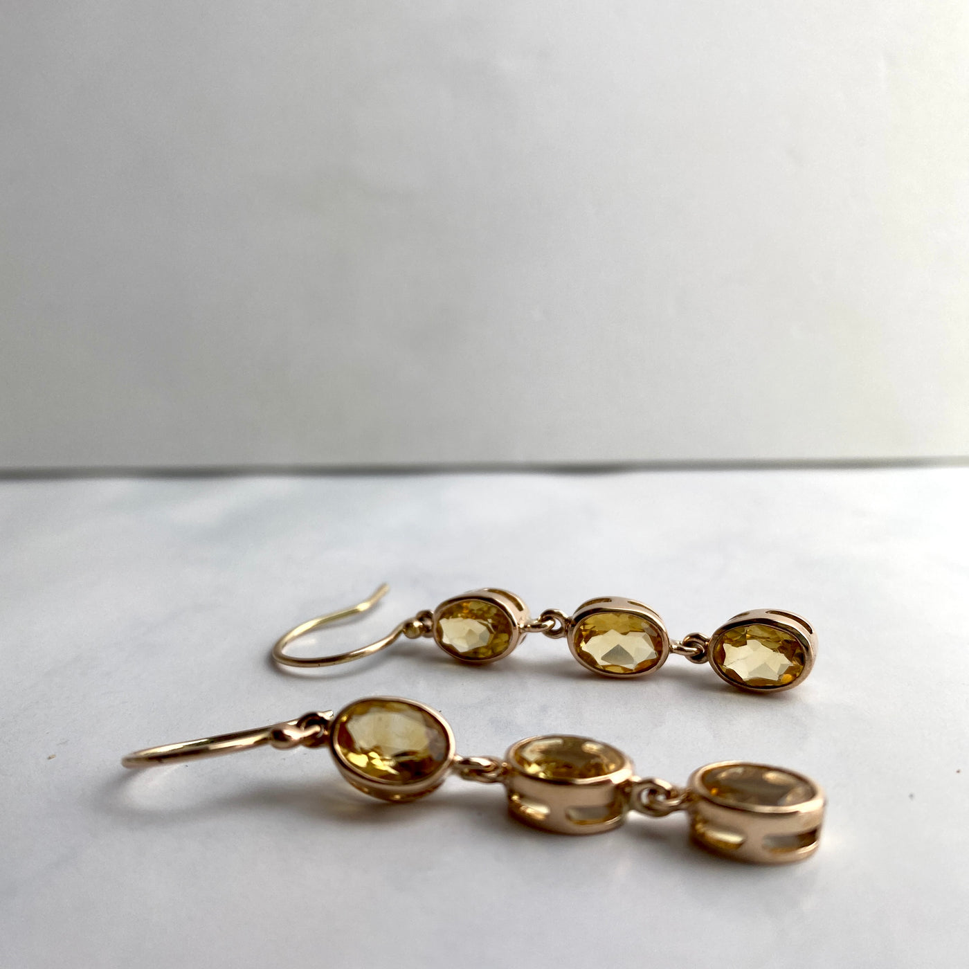 Pre loved Citrine and Rose Gold Drop Earrings