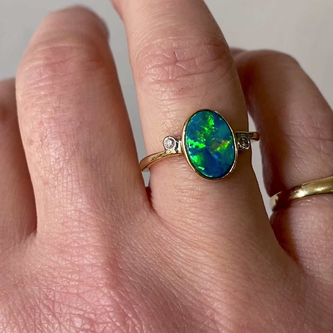 Pre-Loved Opal and Diamond Ring