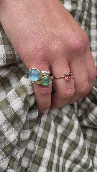 Aquamarine Ring in Silver with Gold Setting