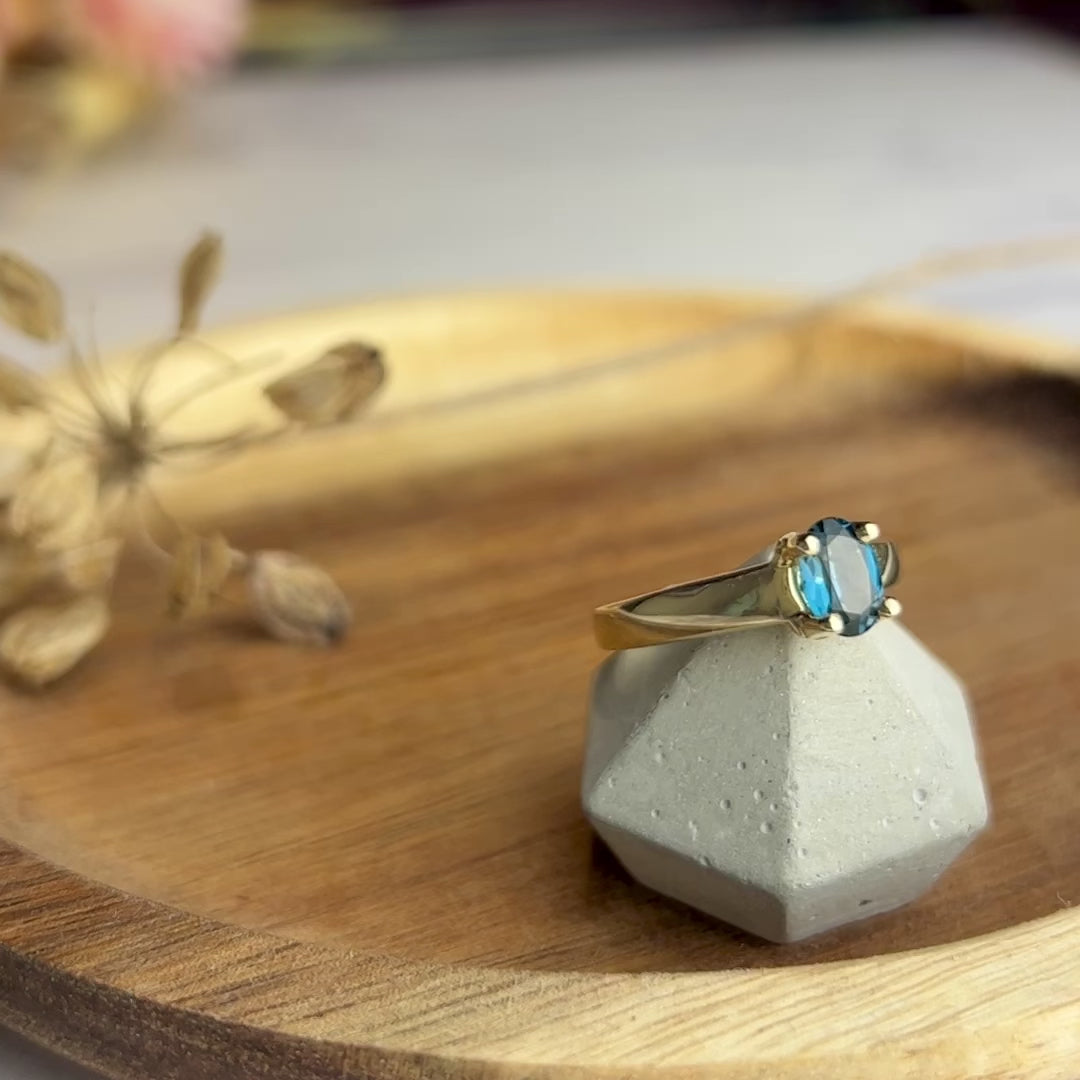 Pre-Loved Blue Topaz and Diamond Gold Ring