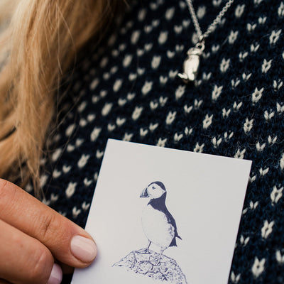 Silver Puffin Pendant